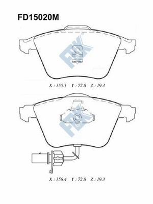 Kit de plaquettes de frein, frein à disque FBK FD15020M