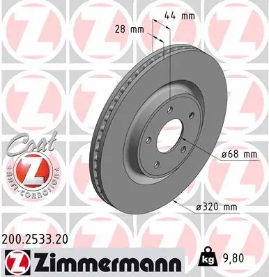 Disque de frein ZIMMERMANN 200.2533.20