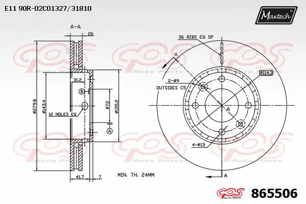 Disque de frein MAXTECH 865506