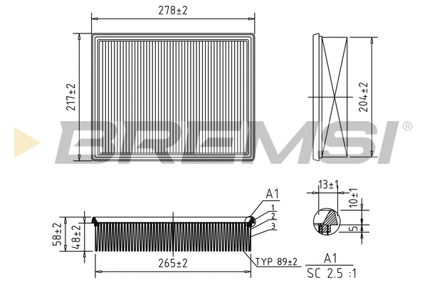 Filtre à air BREMSI FA1651