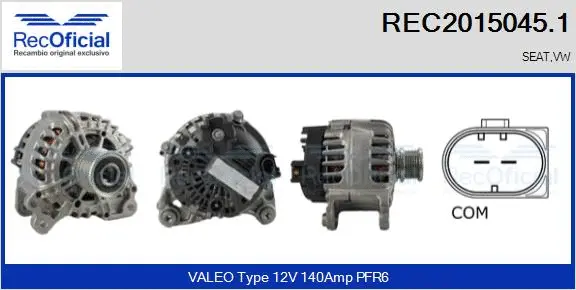 Alternateur RECOFICIAL REC2015045.1