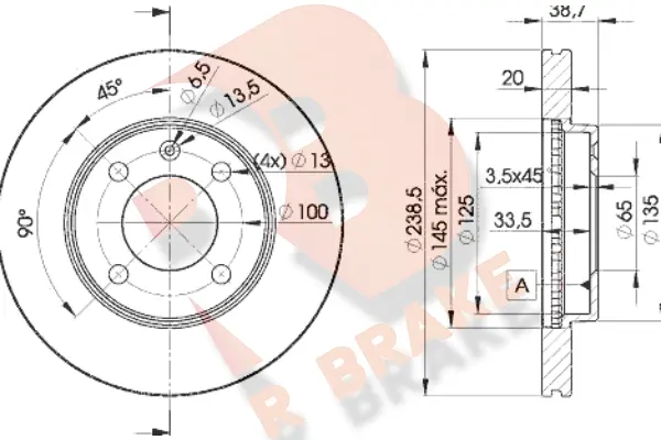 Disque de frein R BRAKE 78RBD23975