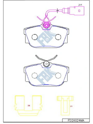 Kit de plaquettes de frein, frein à disque FBK FD26024MA