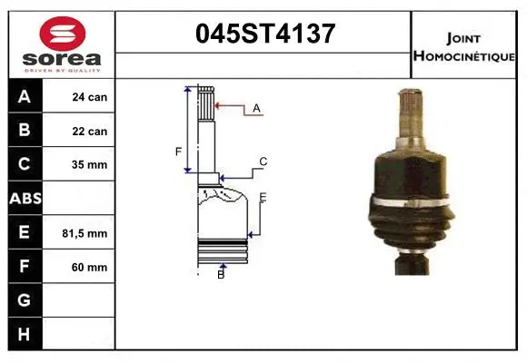 Jeu de joints, arbre de transmission STARTCAR 045ST4137