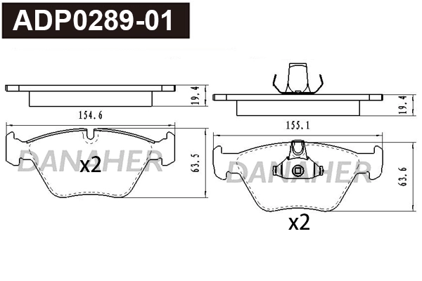 Kit de plaquettes de frein, frein à disque DANAHER ADP0289-01
