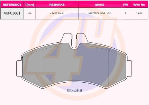 Kit de plaquettes de frein, frein à disque 4u 4UP03681