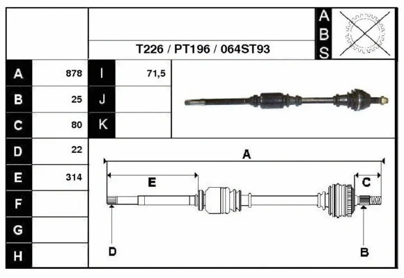 Arbre de transmission Technika 28064