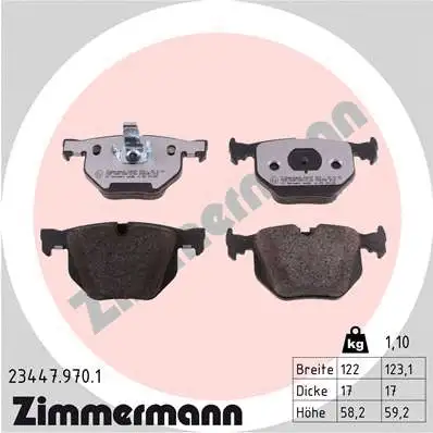 Kit de plaquettes de frein, frein à disque ZIMMERMANN 23447.970.1