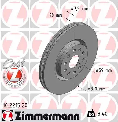 Disque de frein ZIMMERMANN 110.2215.20