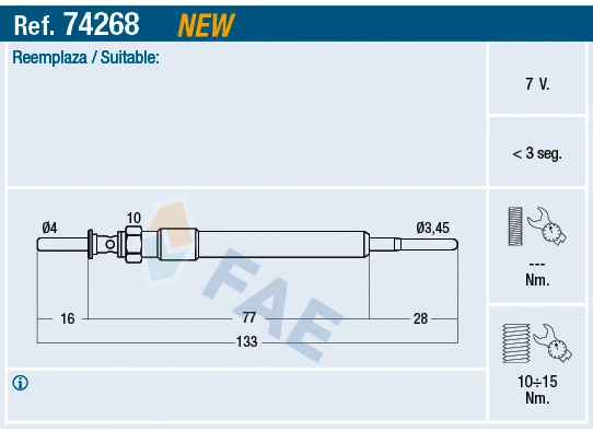 Bougie de préchauffage FAE 74268