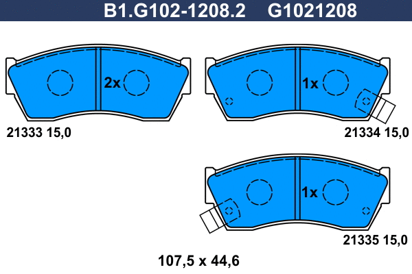 Kit de plaquettes de frein, frein à disque GALFER B1.G102-1208.2