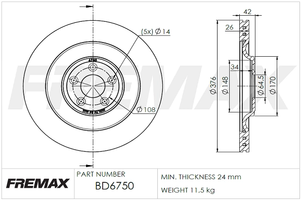 Disque de frein FREMAX BD-6750