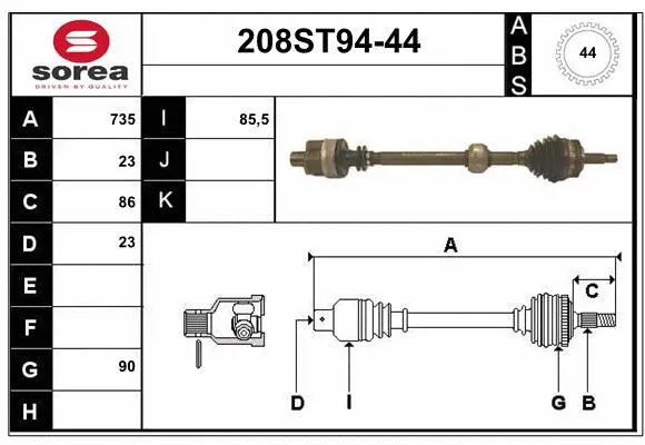 Arbre de transmission STARTCAR 208ST94-44