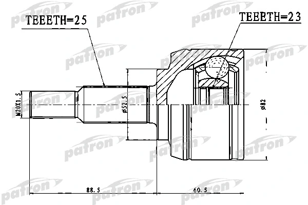 Jeu de joints, arbre de transmission PATRON PCV1767