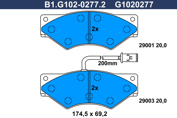 Kit de plaquettes de frein, frein à disque GALFER B1.G102-0277.2