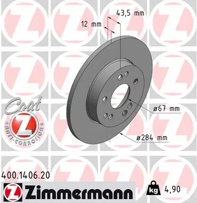 Disque de frein ZIMMERMANN 400.1406.20