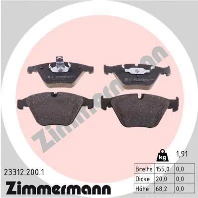 Kit de plaquettes de frein, frein à disque ZIMMERMANN 23312.200.1