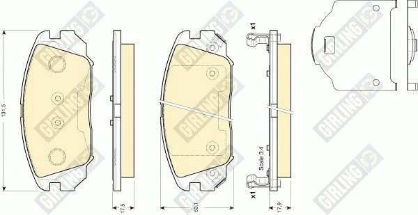 Kit de plaquettes de frein, frein à disque GIRLING 6134099