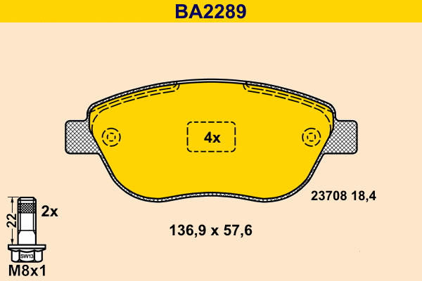 Kit de plaquettes de frein, frein à disque BARUM BA2289