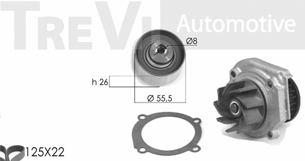 Pompe à eau + kit de courroie crantée TREVI AUTOMOTIVE KD1090HP
