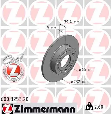 Disque de frein ZIMMERMANN 600.3253.20