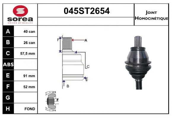 Jeu de joints, arbre de transmission STARTCAR 045ST2654