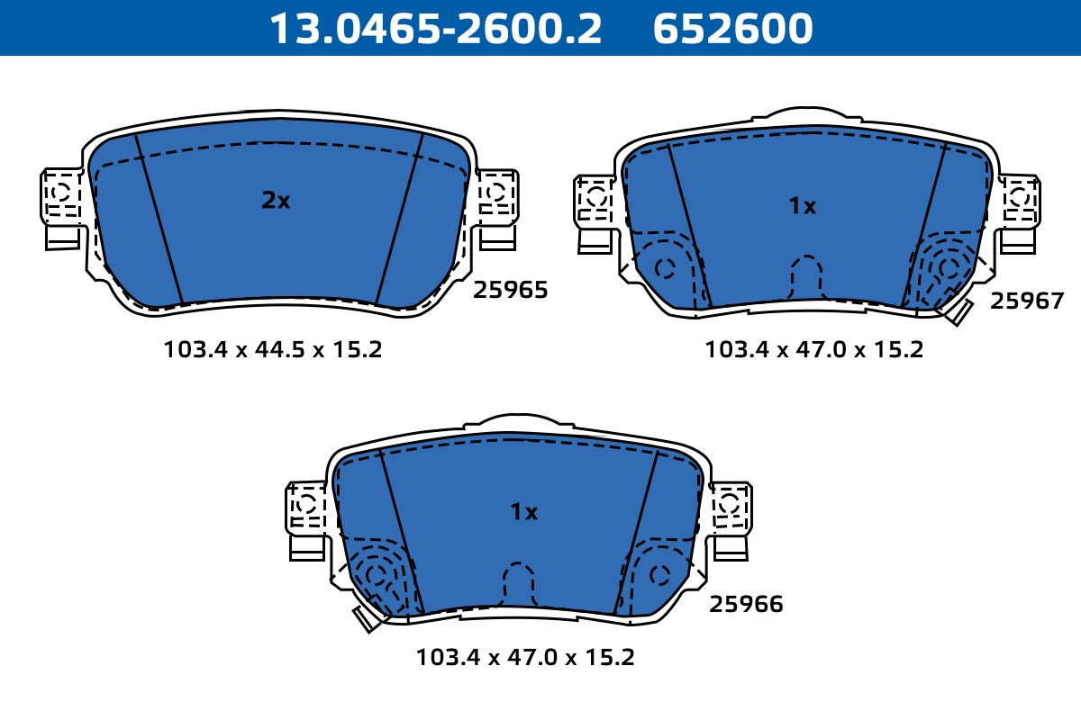 Kit de plaquettes de frein, frein à disque ATE-APAC 13.0465-2600.2