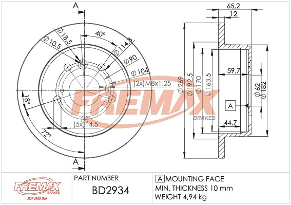 Disque de frein FREMAX BD-2934