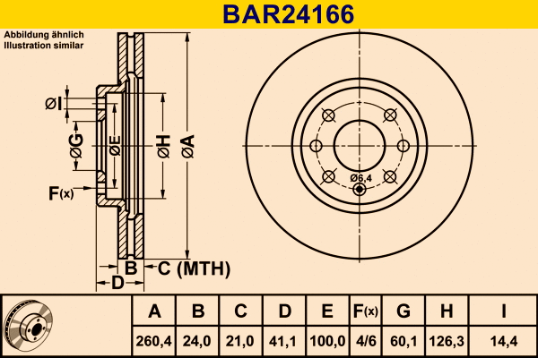 Disque de frein BARUM BAR24166