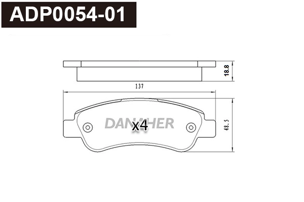 Kit de plaquettes de frein, frein à disque DANAHER ADP0054-01
