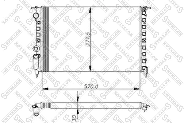 Radiateur, refroidissement du moteur STELLOX 10-25039-SX