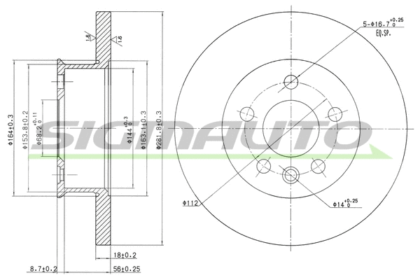 Disque de frein SIGMAUTO DBA562S