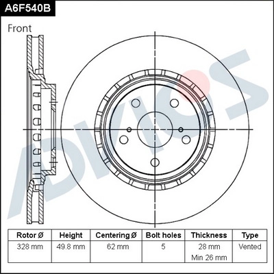Disque de frein ADVICS A6F540B