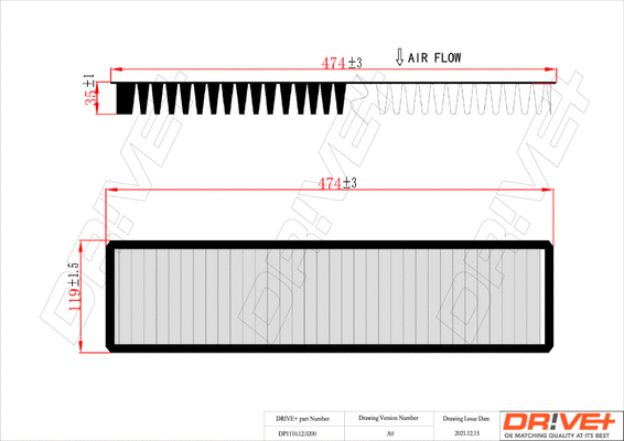 Filtre, air de l'habitacle Dr!ve+ DP1110.12.0200