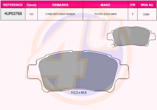 Kit de plaquettes de frein, frein à disque 4u 4UP03768