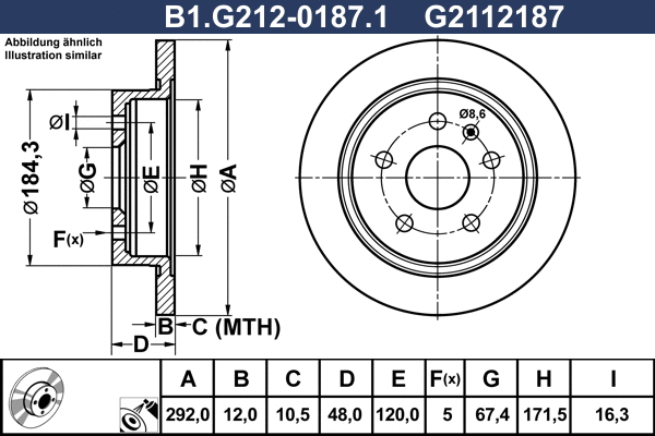 Disque de frein GALFER B1.G212-0187.1