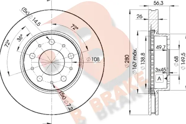 Disque de frein R BRAKE 78RBD26567