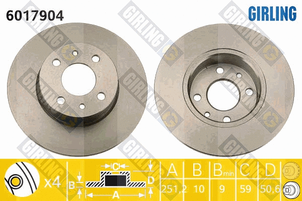Disque de frein GIRLING 6017904