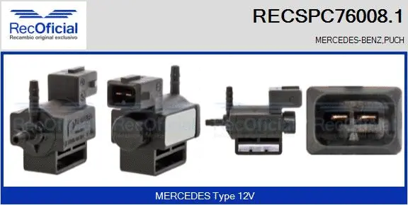 Transmetteur de pression, contrôle des gaz d'échappement RECOFICIAL RECSPC76008.1