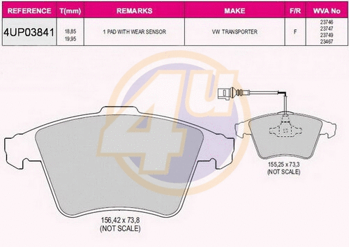 Kit de plaquettes de frein, frein à disque 4u 4UP03841