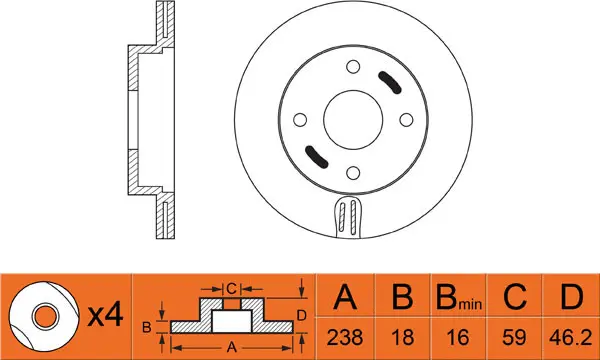 Disque de frein FIT FR0345V