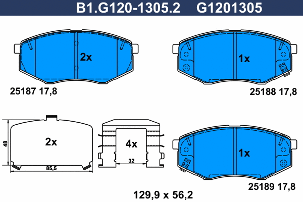Kit de plaquettes de frein, frein à disque GALFER B1.G120-1305.2