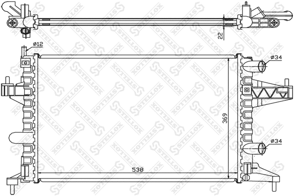 Radiateur, refroidissement du moteur STELLOX 10-25137-SX