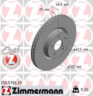 Disque de frein ZIMMERMANN 250.5706.20