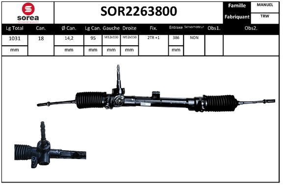 Crémaillère de direction SNRA SOR2263800
