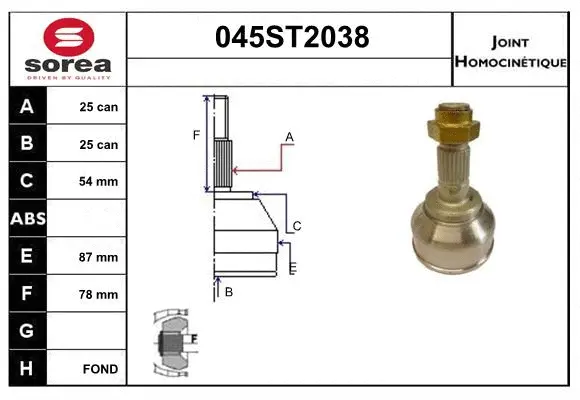 Jeu de joints, arbre de transmission STARTCAR 045ST2038