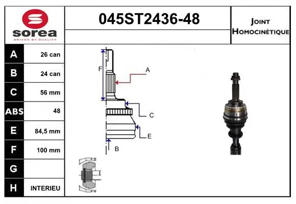 Jeu de joints, arbre de transmission STARTCAR 045ST2436-48