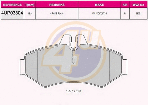 Kit de plaquettes de frein, frein à disque 4u 4UP03804