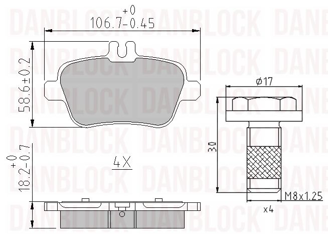 Kit de plaquettes de frein, frein à disque DANBLOCK DB 510914