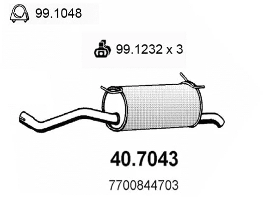 Silencieux arrière ASSO 40.7043